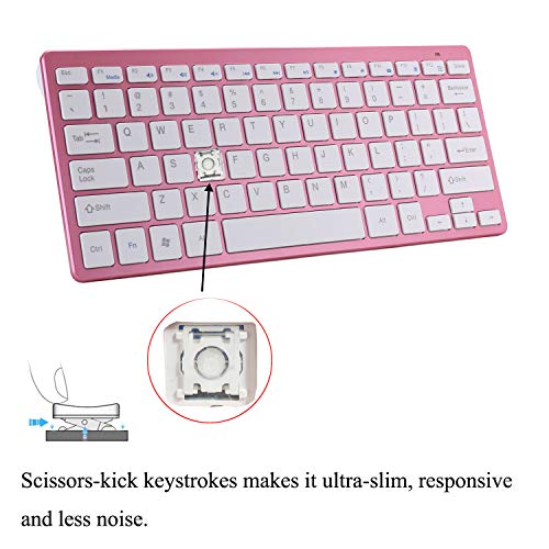 Pink Noiseless Click 2.4G Wireless Keyboard with Bluetooth 2.4G Dual Mode Mouse Quiet Typing 2-in-1 Portable Keyboard Mouse Combo