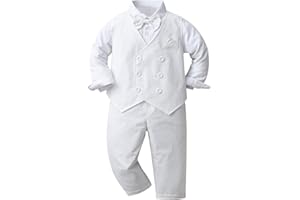 amokk Baby Boy Formal Wear Bow Tie and Vest Outfit for 1st 2nd Birthday Party Suits Toddler Clothing Set