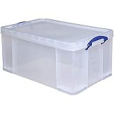Really Useful Clear Transparent Plastic Storage Box, 64 Liters Features Attached Handles Make It Easy To Carry