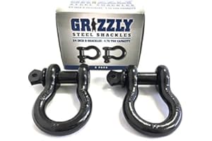 D Ring Shackles, 3/4 Inch, Black, 2 Pack – Heavy Duty Forged Steel with 4.75 Ton Capacity – Ideal for Jeeps, ATV’s, Trucks to