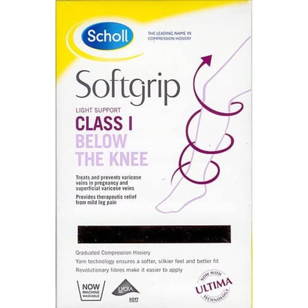 Scholl Softgrip Light Support Class I Compression Stockings-Below The Knee,Closed Toe-Class 1 Compression Stockings for Women Black- Available in Various Sizes,Stockings for Travel,Varicose Veins,Swelling Relief