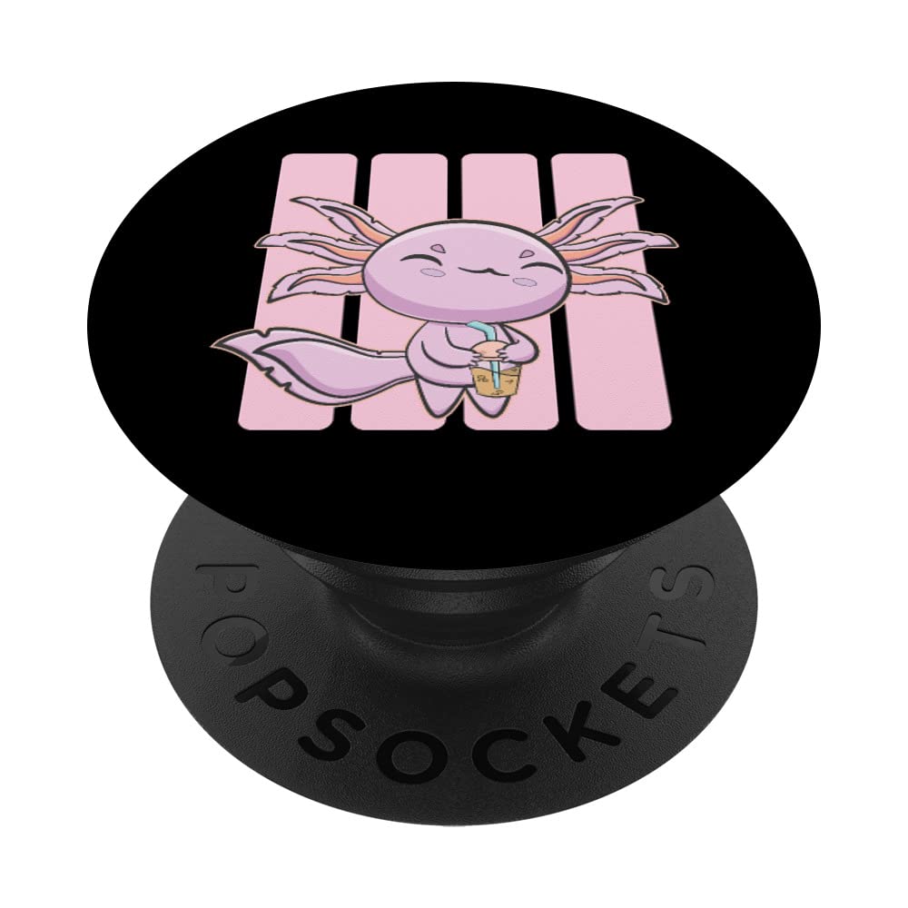 Pink Axolotl Boba Cute Anime Pastel Goth Nu Pearl Bubble Tea PopSockets Swappable PopGrip
