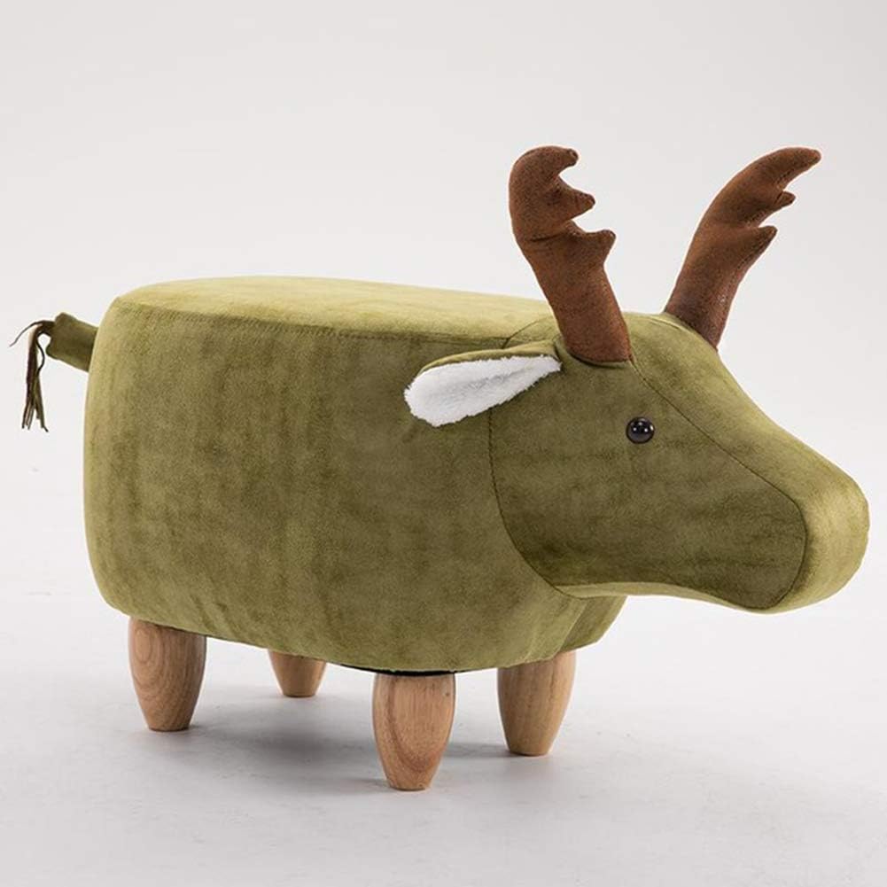 SXFYHXY Assembled Solid Wood Deer Animal Change Shoes Stool Storage