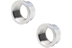 QiiMii 1" NPT Female Threaded Stepped Weld Bung Mounting Stainless Steel 304 Fitting (OD 37mm=1.5") with Top Head (OD 43mm=1.7") 2 Pack