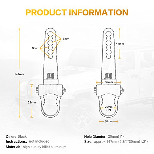 AUXMART Tube Clamps Mounting Brackets for LED light bar Work Lights Fog Lights Off Road Lights Fit 1" Bull Bar (1 Pair)