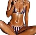 YAUASOPA Women Striped Triangle Bikini Sets Female Top Tie Side Bottom Padded Swimsuit (Small(2-4), blue)