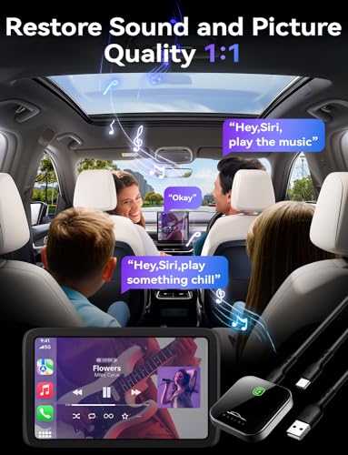 Carplay Wireless Adapter, Mavlou Latest Upgrade Carplay Dongle, Metal Frame, Glass Panel, Convert Wired to Wireless Car Play, Plug and Play OTA Upgrade, for iPhone iOS 10+ & Cars with Wired CarPlay