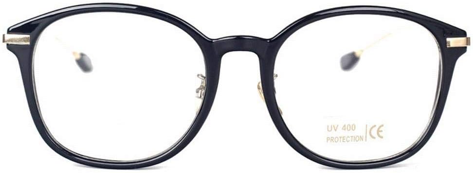KAILLEET Big Metal glasse Frame Non-prescription Glasses Frame Clear Lens Eyeglasses (Color : Gold frame/bright black)