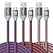 Fasgear PS4 Controller Charger Cable 10ft Long Micro USB Cable 3 Pack Nylon Braided USB 2.0 Data Sync USB A Micro USB Cord Compatible for Playstaion 4, Galaxy S7 (Purple,Pink,Rose)