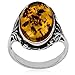 Baltic Amber Sterling Silver Oval Classic Ring 10x14mm Cabochon