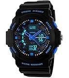 Bo Yi Boys Girls Kids Children Digital Sports Watches - Multifunction 50M Waterproof LED Light Electronic Sport Watch for Junior Children Teenagers Boys Girls with Alarm Stopwatch Timer(Blue)