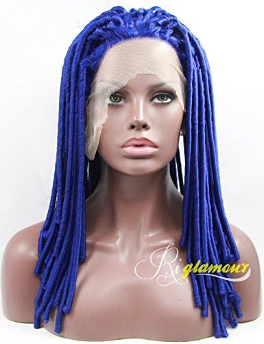 Riglamour Funmi Hair Bouncy Spring Curls Synthetic Lace Front Wig Blue Heat Resistant 100% Fiber Hair (Blue Color)