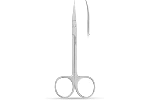 MEDI ALERT Iris Micro Dissecting Scissors 4.5" Curved Fine Point-Perfect for Doctors, Nurses, EMS, Students, Education & Training and veterinary Scissors (Curved)