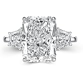 Pzokooi 4.5CT Radiant Cut Engagement Ring for Women,925 Sterling Silver Three Stone CZ Simulated Diamond Promise Ring for Wedding,Travel,Daily
