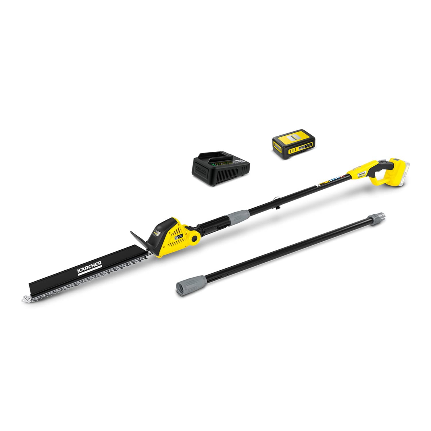 Kärcher 18 V Cordless Hedge Trimmer HGE 18-45 Battery Set, Include 18 V/ 2.5 Ah battery and fast charger, cutting length: 45 cm, extension insert, angled cutting head, Power: Max 250 m