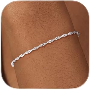 BLThing Sterling Silver Bracelets for Women 2.2mm Singapore Twist Bracelet | Smooth & Sturdy Silver Twist Bracelet Sterling S