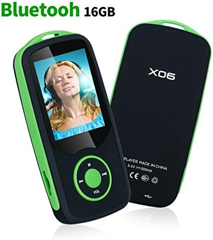 Mp3 Player with Bluetooth 16GB Music Player Support up to 64GB-Green by Niusute