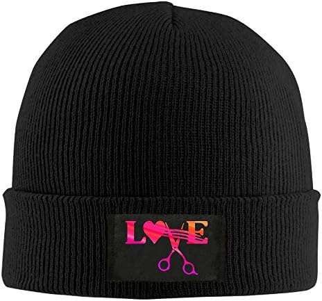 Stylist Barber Hair Cut Salon Scissor Unisex Knit Beanie Hat 100% Acrylic Daily Warm Soft Hats Black