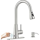 APPASO Touchless Kitchen Faucet with Soap Dispenser Brushed Nickel, Side Motion Sensor Lead-Free Faucet, Single Hanle 3-Mode Hands-Free Faucet for Kitchen Sink (cUPC-Certified Parts)