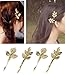 QTMY 4 PCS Metal Feather Leaves Hairpin Hair Clips Hair Accessories