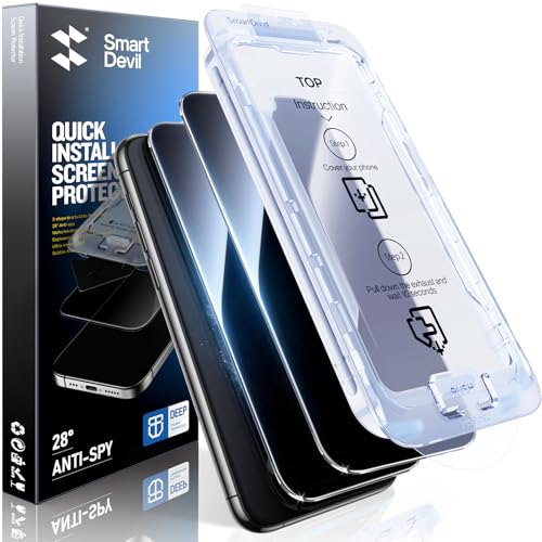 SMARTDEVIL 2PACK Privacy Screen Protector for iPhone 11 Pro Max/XS Pro Max Shatterproof Tempered Glass [True 28°Anti Spy] [9H Hardness] [Auto Dust-Elimination Install], [Bubble Free]