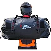 Motorcycle Waterproof Duffel Bag With Tie Down Straps, Marine Grade (60 Liter/15.8 Gallon, Rocky Series, Black)
