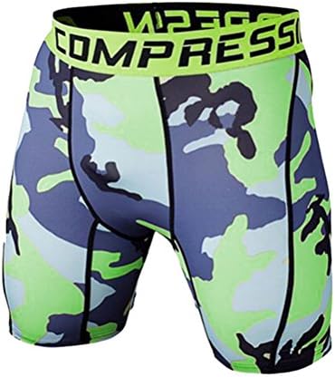 High elastic mens casual camouflage compression short tight green