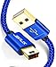 JSAUX Mini USB Cable, 2 Pack (3.3ft+6.6ft) USB 2.0 Type A to Mini B Charger Nylon Braided Cord Compatible with GoPro Hero 3+, PS3 Controller, MP3 Player, Dash Cam, Digital Camera Blue