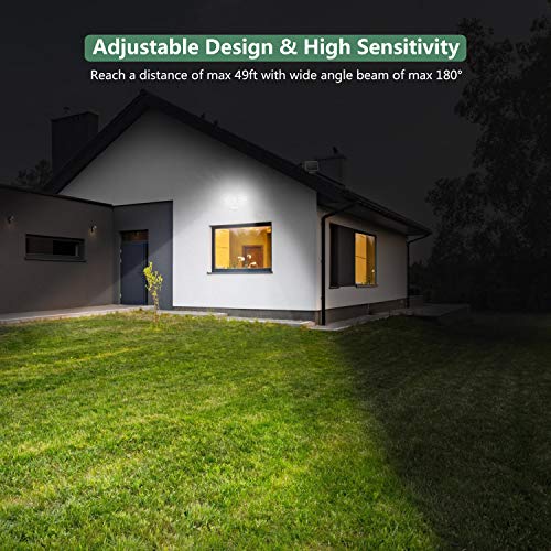GLORIOUS-LITE Solar Security Light Outdoor, 1500LM Solar Motion Sensor LED Light with IP65 Waterproof, 6000K, Flood Light with 2 Adjustable Heads for Backyard, Pathway and Patio