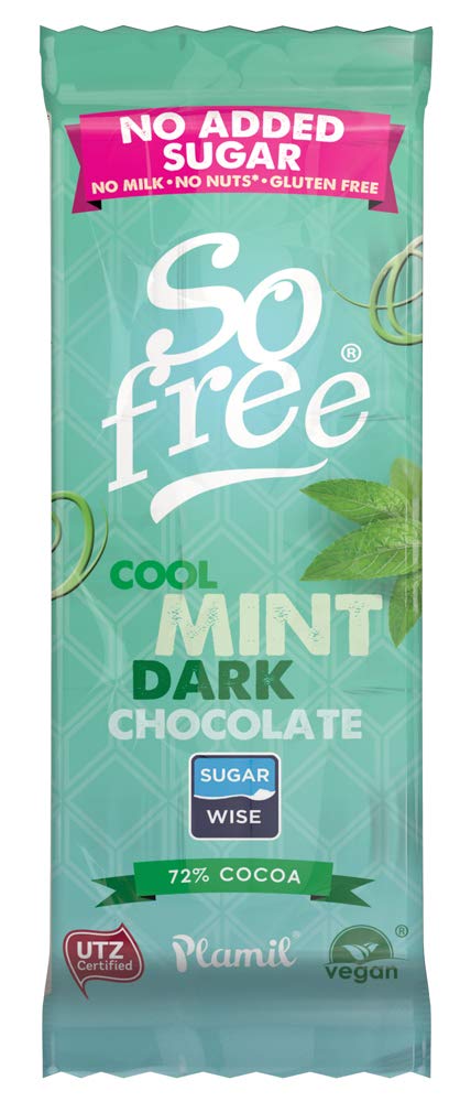 So Free Cool Mint Dark Chocolate Snack Bars Case of 28 ( Vegan, No Added Sugar and Gluten Free )