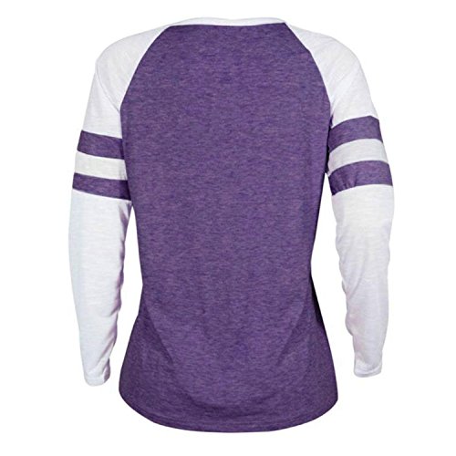 KESEE Clearance Womens Clothing☀ Fashion Ladies Long Sleeve Splice Blouse Tops Clothes T Shirt (XL, Purple)