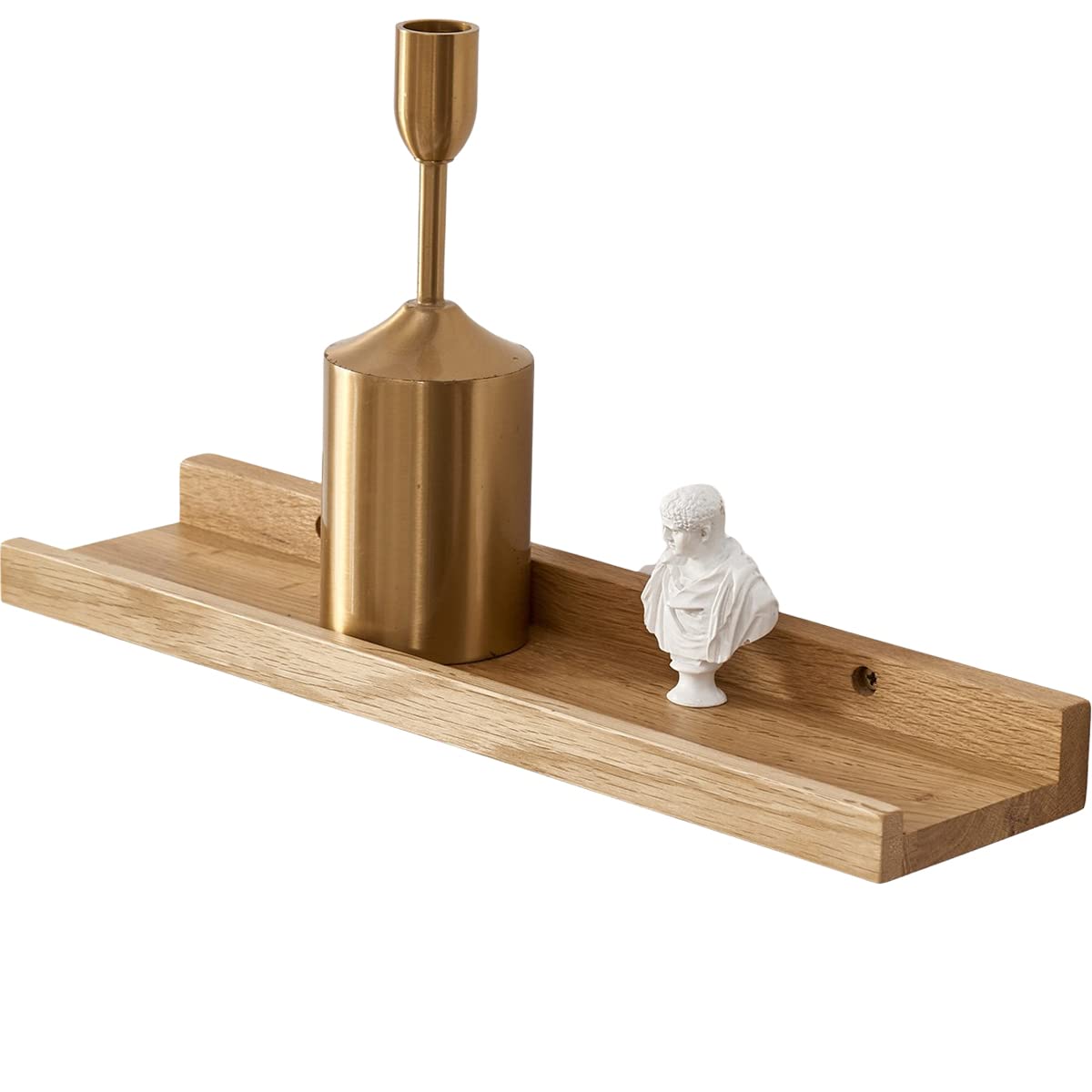 Gieanoo Floating Shelf, 30cm Solid Oak Wood Rustic Shelf Wall mounted Picture Ledge Shelves with lip radiator shelf For Living Room, Kitchen, Bedroom,Bathroom — image 1