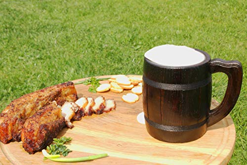 Beer Mug Wooden Handmade Retro Brown Color - Wood Carving Beer Mug of Wood Eco Friendly Great Gift Ideas Beer Mug for Men. Wooden Beer Tankard - Limited TIME Offer