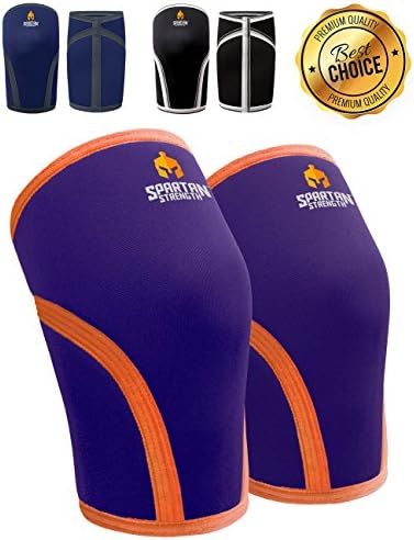 Knee Sleeves SPARTAN STRENGTH (Pair) Support &amp; Compression for Weightlifting, Powerlifting &amp; Squats Heavy Duty 7mm Neoprene (Dark Orchid, MS - Knee Measurement 12 1/2" - 13 3/4")