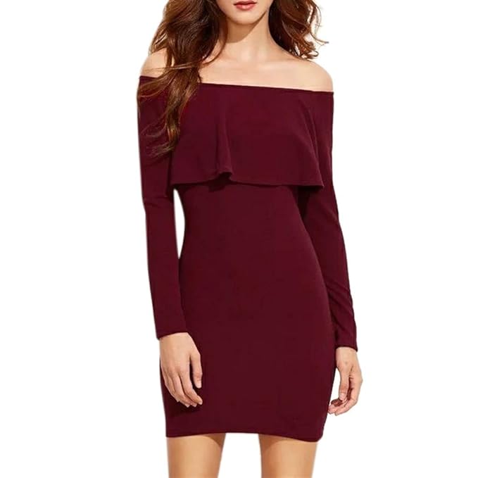 long sleeve off the shoulder midi dress