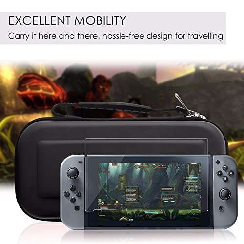 Switch Case Hard Shell Portable Travel Carrying Case with 10 Game Cartridges for Switch Console & Accessories(Black)