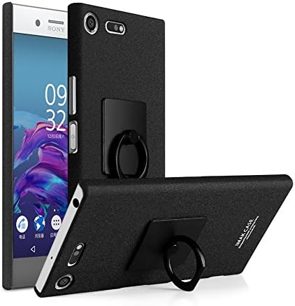 Sony Xperia XZ Premium phone Case,JIUSHIWO [IMAK Series] Cowboy Hard PC Matte Stand Back Cover Case Protective Shield + Ring Holder for Sony Xperia XZ Premium Black