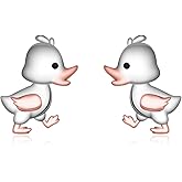 Duck Stud Earrings for Women - 925 Sterling Silver Hypoallergenic Cute AnimaL Duckling Earrings Charm Duck Jewelry Duck Gifts for Duck Lovers