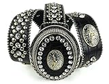 Belle Donne Womens Belt Genuine Leather Rodeo Rhinestone Cowgirl Studded Belt