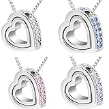 Doinshop New Useful Cute Nice Double Heart Crystal Rhinestone Eternal Love Silver Necklace
