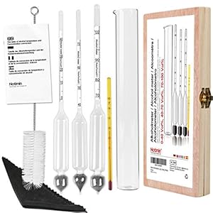 Notimin Alcoholmeter, 3 stuks, 0-40 vol%, 40-70 vol%, 70-100 vol%, alcoholmeter, tester, alcoholgehalte + glazen…