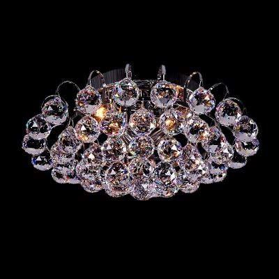 fei Stunning Chrome Finish and Crystal Cascade Completed Delightful Three Light Flush Mount Ceiling Light with Graceful Scrolls