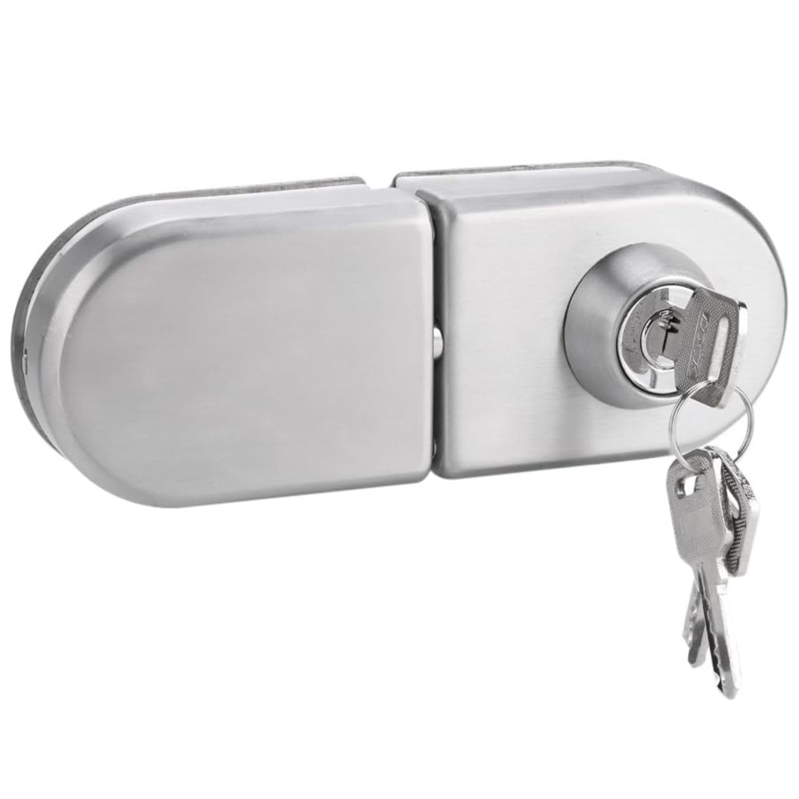 Jadeshay 10-12mm Glass Door Lock Stainless Steel Glass Showcase Lock with Keys for Hotel Bathroom Lock No Drilling