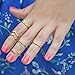 WEHOPS High Fashion Metal Rings Set 5pcs Punk Rock Style Fashion Jewelry Accessories for Women/Girls Stack Rings Leaf V Rhinestone Joint Rings Knuckle Nail Ring Set W3 Gold