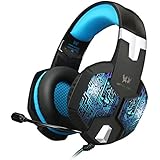 Jeecoo Stereo PC Gaming Headset 7 Colors Breathing LED Light Over-ear Headphones with Microphone Inflected for Comtuper Games