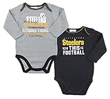 Pittsburgh Steelers NFL Unisex Baby Infant 2 Piece Bodysuit Set, Black and Gray