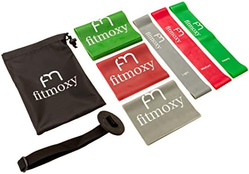 Complete Exercise Band Set - 3 Flat &amp; 3 Loop Resistance Bands + Door Anchor + Exercise Guide and Carry Case