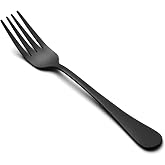 LIANYU 12-Piece Black Salad Fork Set, 6.75 Inch Stainless Steel Small Forks | Dessert Forks, Appetizer Dessert Eating Utensils for Home Restaurant Wedding Party, Dishwasher Safe, Polished Finish