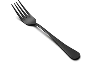 LIANYU Black Salad Forks Set of 12, Stainless Steel Silverware Flatware Forks, Appetizer Dessert Eating Utensils for Home Res