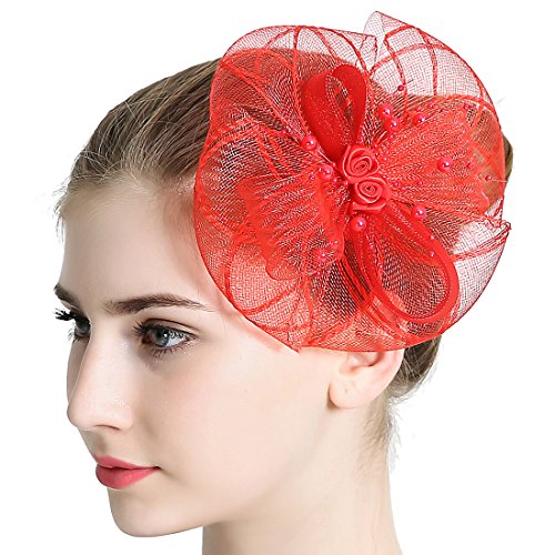 Free Yoka Womens Fascinators Hat Hair Clip Flower Beads Cocktail